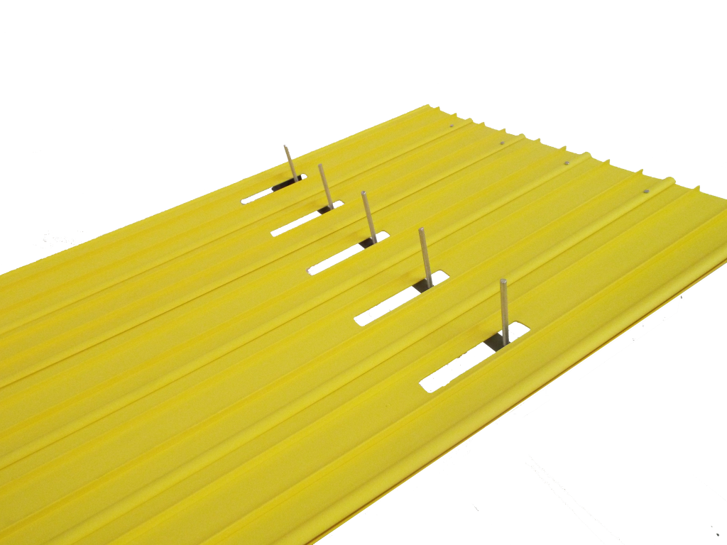A clean Derby Magic five-lane pinewood derby track