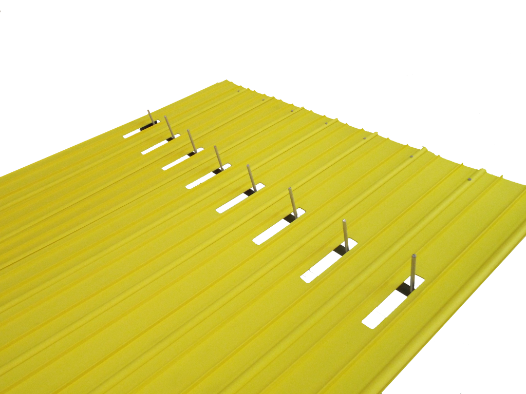 A Derby Magic eight-lane pinewood derby track