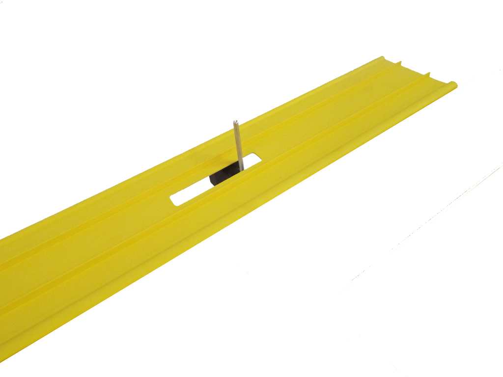 A section of a Derby Magic precision-PVC pinewood derby track